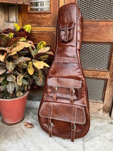 Leder gitarrenkoffer - leder,