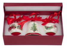 Weihnachtskugeln Weihnachten Baumkugeln + Glocke Porzellan Hängedeko Geschenkbox