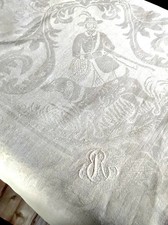 Tischdecke Jagdmotiv Hirsch Rehe Hund Leinendamast 3.05x150cm