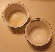 2 Original Nachttopf Weiß Emaille Nacht Topf Vintage Deko Blumentopf