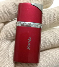 Vintage Colton rotes Kristall Edelstein Feuerzeug beraucht Sammlerstück funkt...