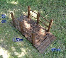 150cm x 67cm x 55cm Holzbrücke Holz Teich Brücke Garten Dekoration