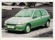 Renault Clio Preise & Spezifikationen 1991 UK Markt Einzelblatt Prospekt