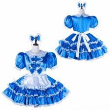 Maid Sissy Girl Blue Satin