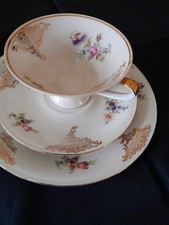 Sammeltasse Kaffeegedeck 3-teilig   Golddekor Blumendekor 