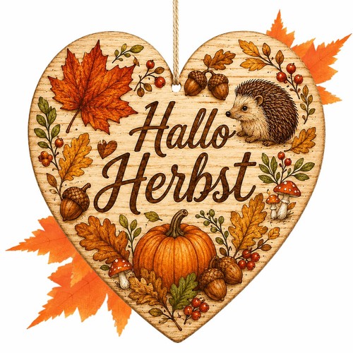 Herbstdeko holz herz anhänger - herbstdeko,