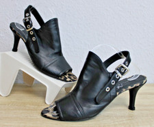 NEU🖤 AGL 🖤 Riemchen Pumps Sabots Sandalen 41 schwarz Leder 🖤