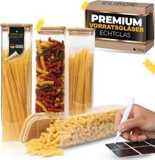 CLIDOR 4x eckig Vorratsgläser Glasbehälter mit Deckel Vorratsbehälter Küche