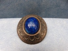 Tuchhalter Tuchring  Tuchclip blauer Stein silberfarben oval