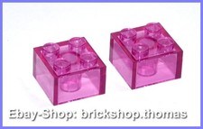 Lego 2 x Steine transparent - 3003 - Brick 2x2 Trans-Dark Pink - NEU / NEW
