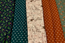schönes Weihnachts-Stoffpaket  5 x Baumwolljersey 30x70cm für Mützen / Loops Neu