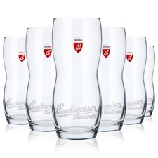 6x Budweiser Bier Glas 0,5L Konturglas Biergläser Designgläser Budvar