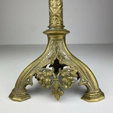 Neogotik Bronze Kerzenleuchter Kerzenständer Altarleuchter Neugotik Antik 19 Jh.