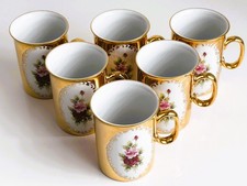 6x Kaffebecher Bavaria 24 Karat Gold Handarbeit Porzellan Mokka-Kaffebecher