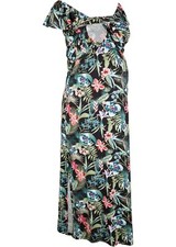 Umstandskleid Gr. 36/38 Schwarz Geblümt Damen-Kleid Maxi Freizeitkleid Neu