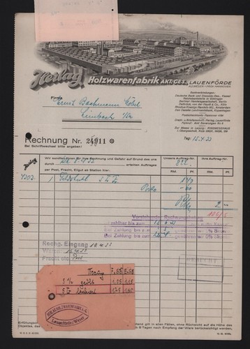 Lauenförde rechnung 1933 - lauenfÖrde,,