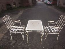 41504 70er Jahre Gartenmöbel Eisen Tisch 2 Sessel gut