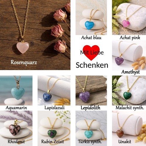 Herz edelstein halskette - herz,