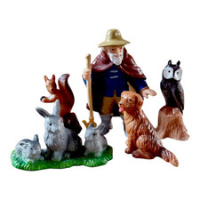 5x Bullyland Figuren Bauernhof und Wildtiere 1980er Vintage Bauer Hase Hund