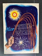 NICO Feuerwerk Poster Plakat ca. 1960 Poster Silvester Vintage 60x43cm Ladenfund