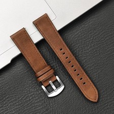 Uhrenarmband Leder Armband Universell 20 22 mm Ziernaht Schließe Silber|Schwarz