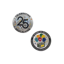 Celebrating 25 Years of Geocaching Geocoin Trackable Nummer 20 Jahre Münze