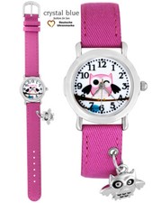 Kinder Armbanduhr Mädchen Uhr Kinderuhr Charm Eule am Textilarmband Uhren rosa