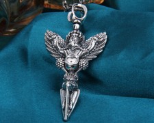 B37 Anhänger tibetisch Vajra mythologischer Vogel Peng buddhistisch Silber 925