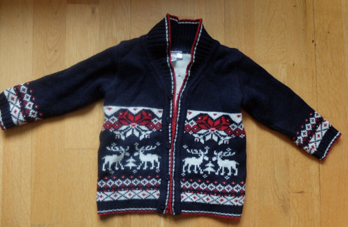 Strickjacke blau elche - strickjacke,
