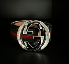 Gucci Gürtel Gr.90, Herren Leder Gürtel mit rot / grünem Streifen! Rarität!