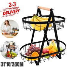 Obst Etagere Obstkörbe, Abnehmbar Obstkorb, 2 Stöckig Metall Obstschale für Brot
