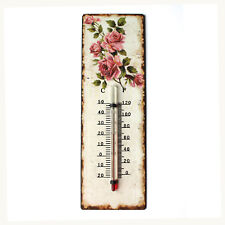 Thermometer 25 cm Blechschild mit Rosen Antik Landhaus Shabby Chic
