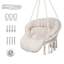 Bathonly Hängesessel mit Kissen, handgefertigter Makramee-Schaukelstuhl mit mit