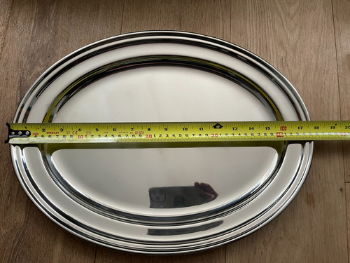 Ovale platte edelstahl tablett - ovale,