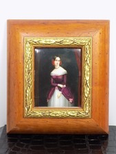Biedermeier Bildplatte Portrait junger Dame Porzellan polychrome Malerei 19.JHD