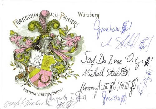 Studentika würzburg corps - ak, würzburg,