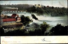 Ak Rheinfall Kanton Schaffhausen,  Brücke, Zug, Wasserfall, Landschaft - 4816161