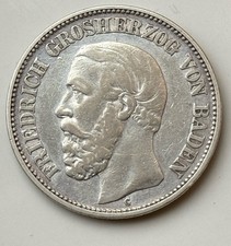 Baden 2 Mark 1900 G Friedrich I Großfürst 1856-1907  Silber J#28