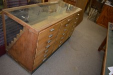 Tresen Vitrine Ladeneinrichtung Büroschrank um 1900 150 x 60 x 85 Eiche display