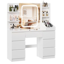 Gunji Schminktisch mit Spiegel LED Beleuchtung Schublade Frisiertisch