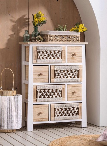 Holz kommode makramee weiß - holz, /