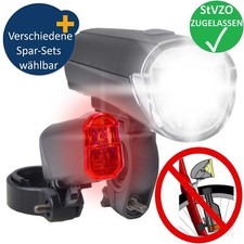 Fahrrad LED Beleuchtung Set Licht STVZO Scheinwerfer Rücklicht sehr hell 30 Lux