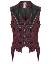Punk Rave Herren Dark Victorian Gothic Damast Jacquard Weste Vest Rot Schwarz
