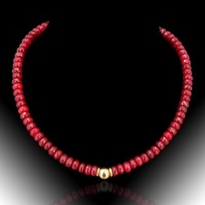 BAILYSBEADS edle Rubin-Kette Halskette Collier Rondelle mit Goldkugel NH038