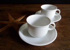 2x THOMAS Frühstück-Gedeck TREND weiß Kaffeetasse & Untertasse Rillenmuster