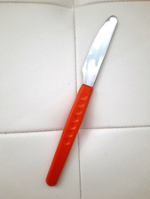 DDR KINDERBESTECK   1 Kindermesser   oranges Punktebesteck