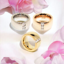 Edelstahlringe Damen Verlobungsring Zirkonia Steine 12mm Fingerring Partnerring