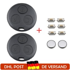 2x Ersatz Schlüssel Gehäuse für Smart ForTwo 450 + 6x MICRO TASTER +2x Batterie