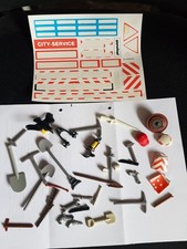 Alte Playmobil Ersatzteile Konvolut, Waffen, Werkzeuge, Rabe, Aufkleberbogen