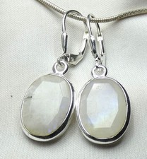 Ohrhänger 925 Silber Klappbrisur facettierter echter Mondstein UNIKAT NEU